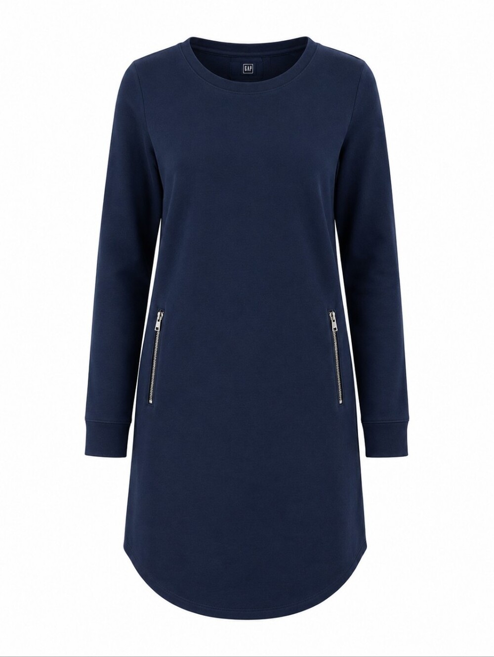 GAP | Classic Navy Long Sleeve Crewneck Sweatshirt Dress Silver Zip Pockets | L